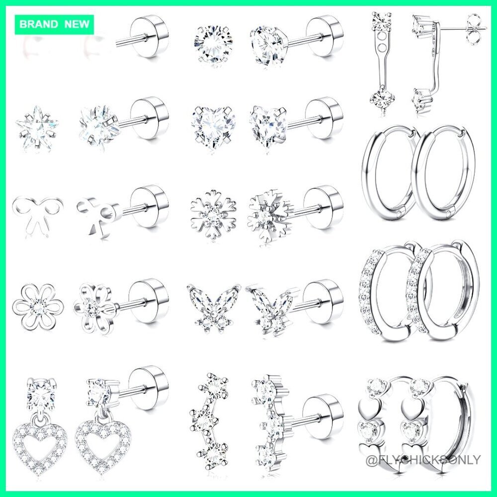 Hypoallergenic Surgical Steel Flat Back Stud Earrings for Sensitive Ears